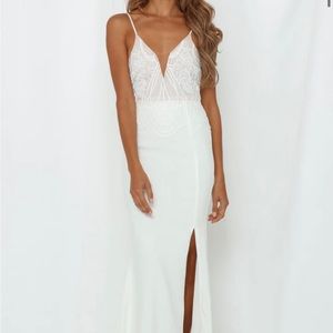 New with tags, never worn Hello Molly “I Come Alive” white maxi dress